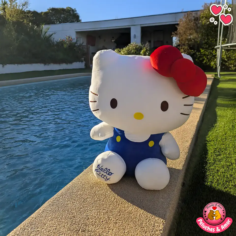 Peluche Hello Kitty Gigante Clásica con Vestido Azul 60 CM 4