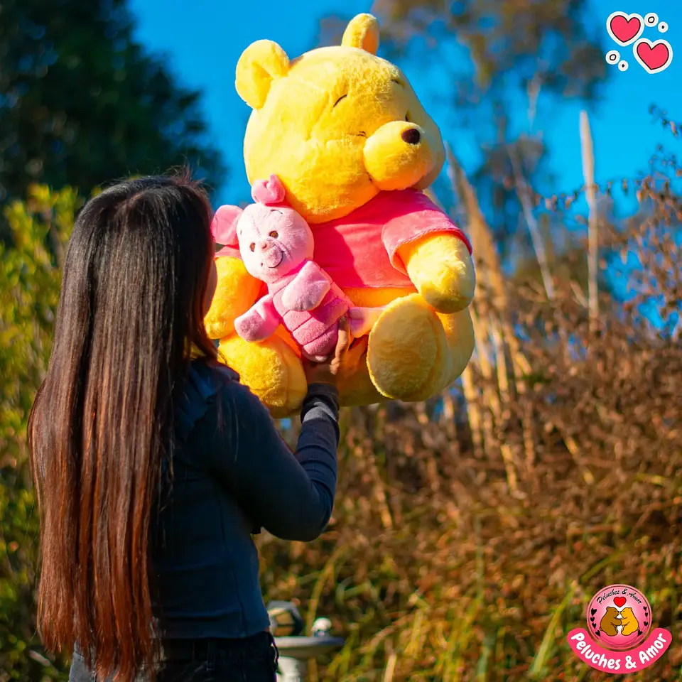 Peluche Winnie Pooh Grande 60 cm | incluye Puerquito  2