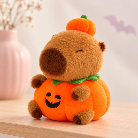 Peluche Capibara con Disfraz de Calabaza Halloween 25 CM