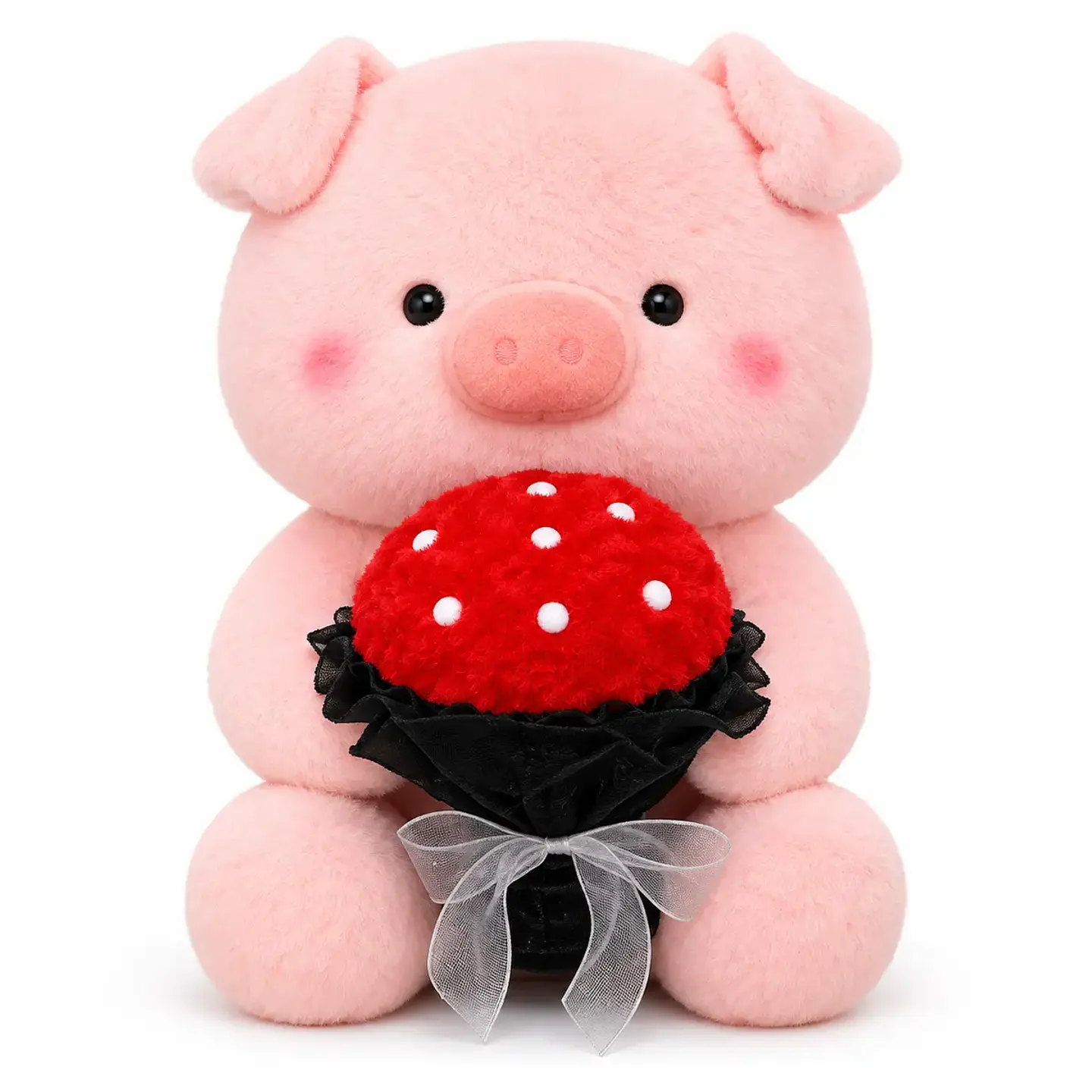 Peluche Cerdito Cute con Ramo de Rosas 30 CM 2