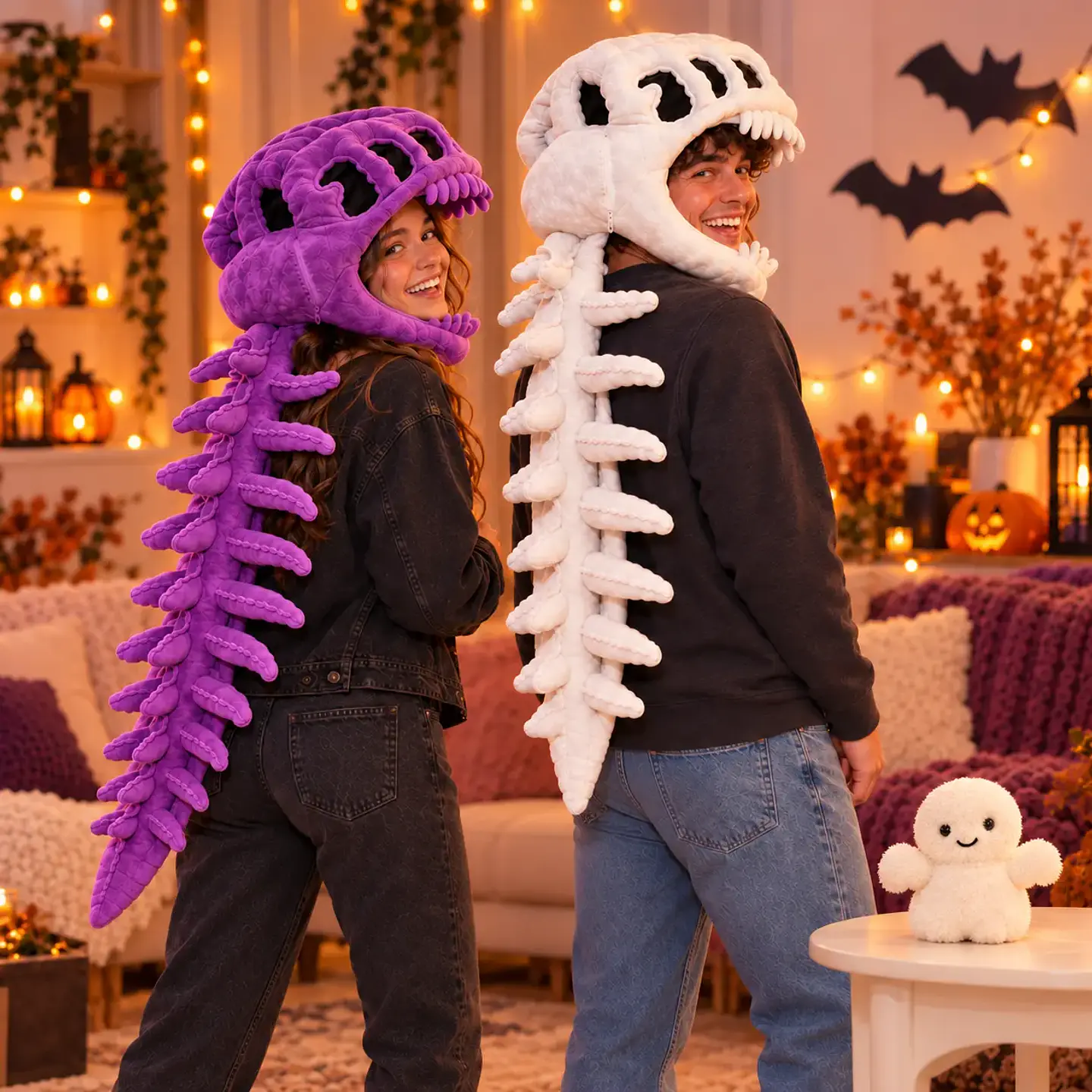 Pack Dúo Halloween | 2 Disfraces Esqueleto 90 cm + Fantasmita Boo de Regalo 2