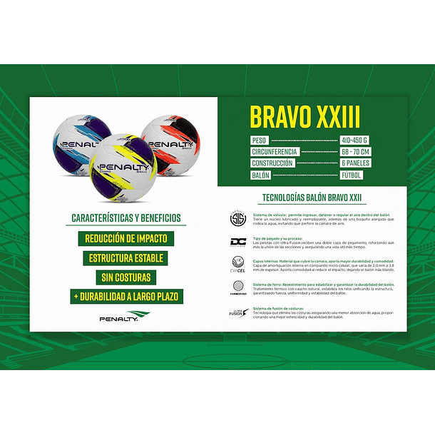 Balón de Fútbol Penalty Bravo XXIII Blanco/Amarillo 3