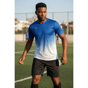 Polera Penalty Prisma Azul Blanco