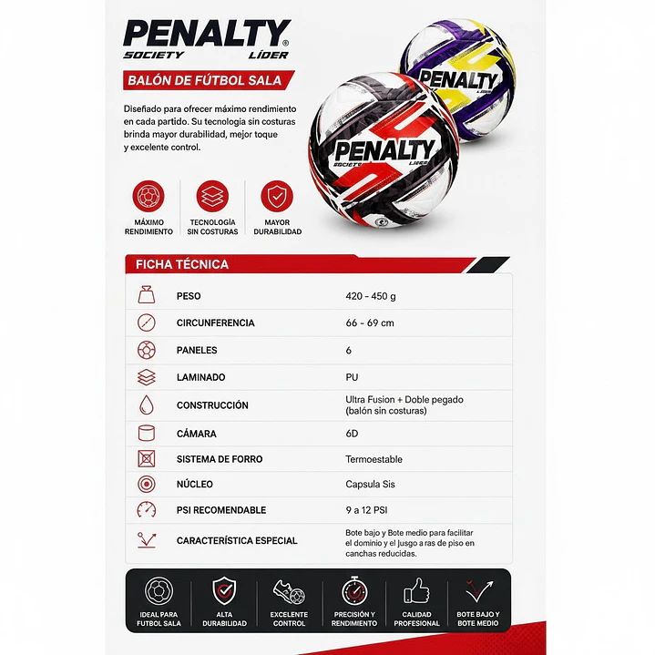 Balón de Futbolito Society Penalty Lider XXVI 11