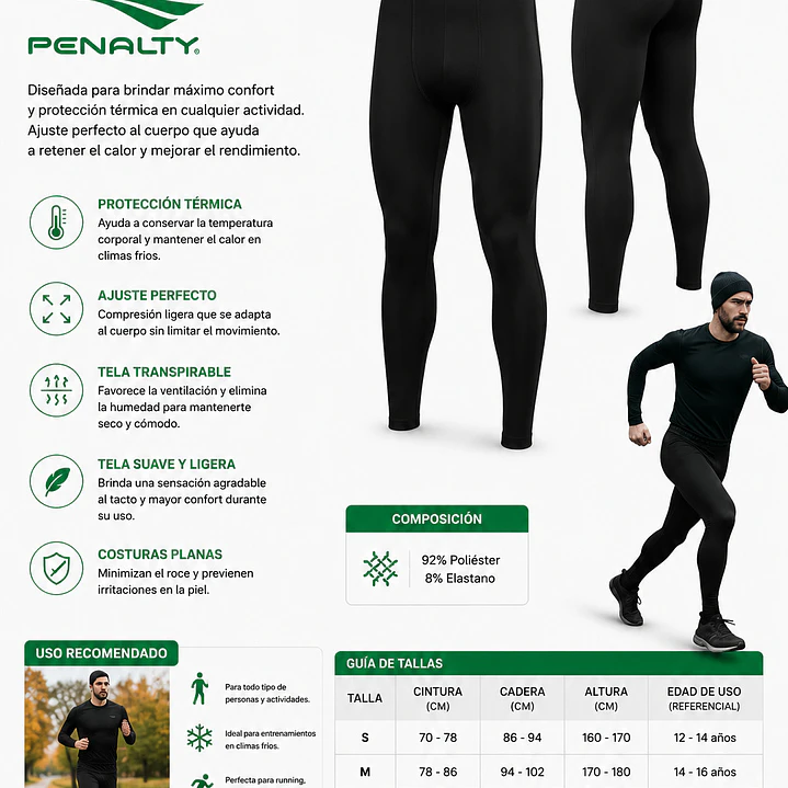 Calza Larga Deportiva Penalty Skin Termica Sin Bolsillo 7