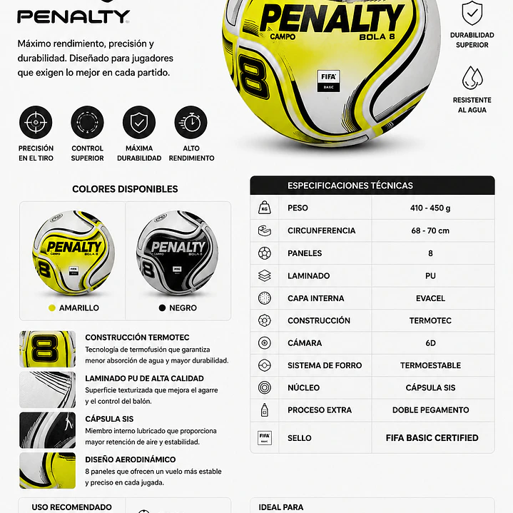 Balón de Futbol Penalty 8X FIFA 8