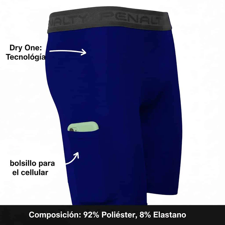 Calza Corta Penalty Skin 183 C/Bolsillo Azul Rey  3