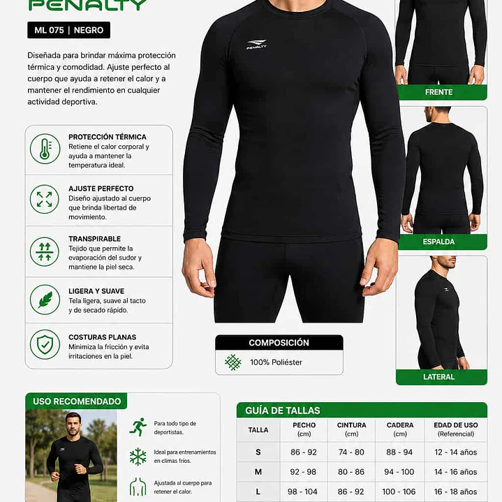Primera Capa Skin Térmica Penalty ML 075 Negro 5