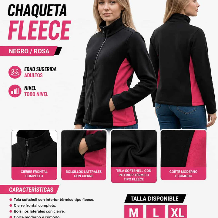 Chaqueta Penalty Fleece Negro/Rosa 5