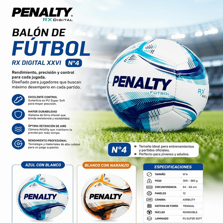 Balón de Fútbol Penalty RX Digital XXVI N°4 8