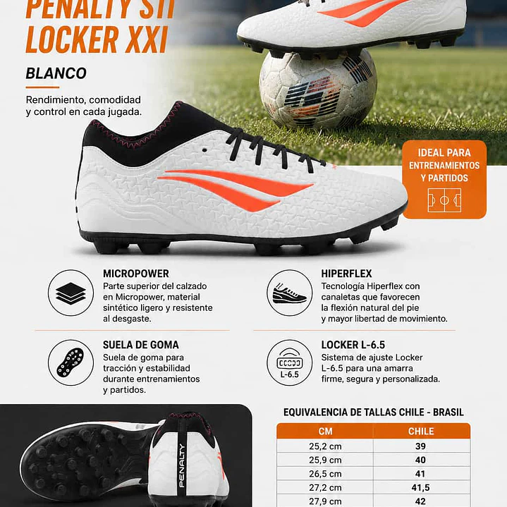 Zapato de Fútbol Penalty S11 Locker XXI Blanco 5
