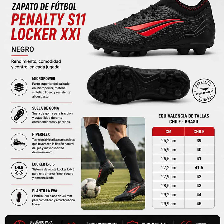 Zapato de Fútbol Penalty S11 Locker XXI Negro 6