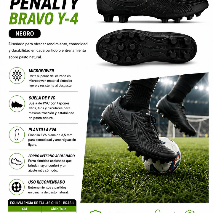 Zapato de Fútbol Penalty Bravo Y-4 Negro 5