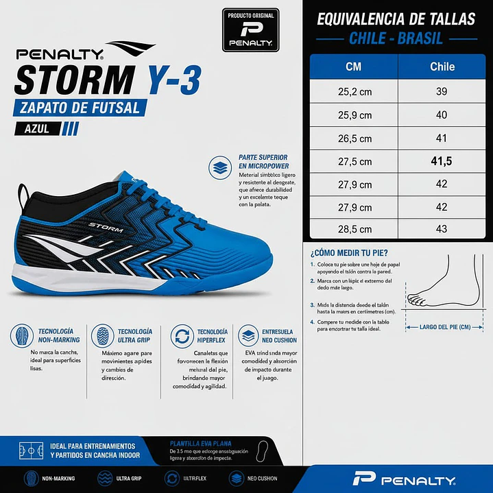 Zapatos de Futsal Penalty Storm Y-3 Azul  8