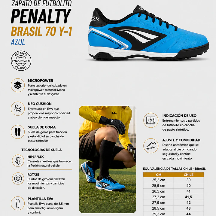 Zapato de Futbolito Penalty Brasil 70 Y-1 Azul 7