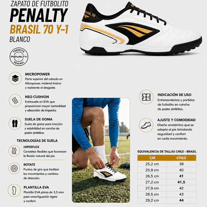 Zapato de Futbolito Penalty Brasil 70 Y-1 Blanco 6