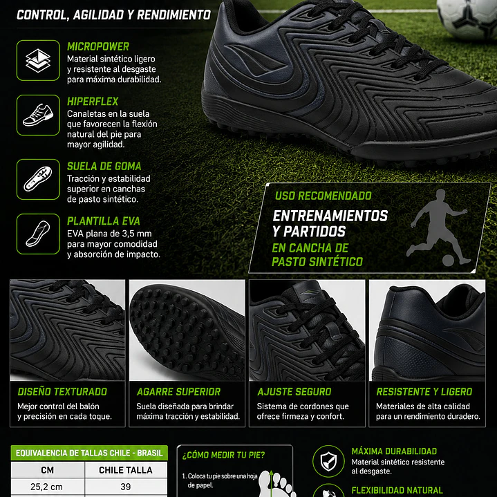 Zapato De Futbolito Penalty Bravo Y-4 Negro 7