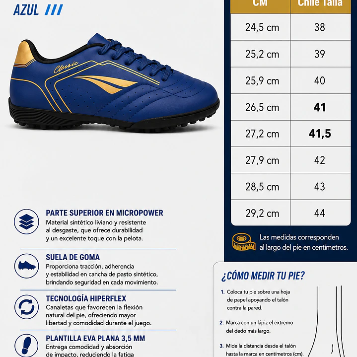 Zapato de Futbolito Penalty Classic Y-1 Azul  8