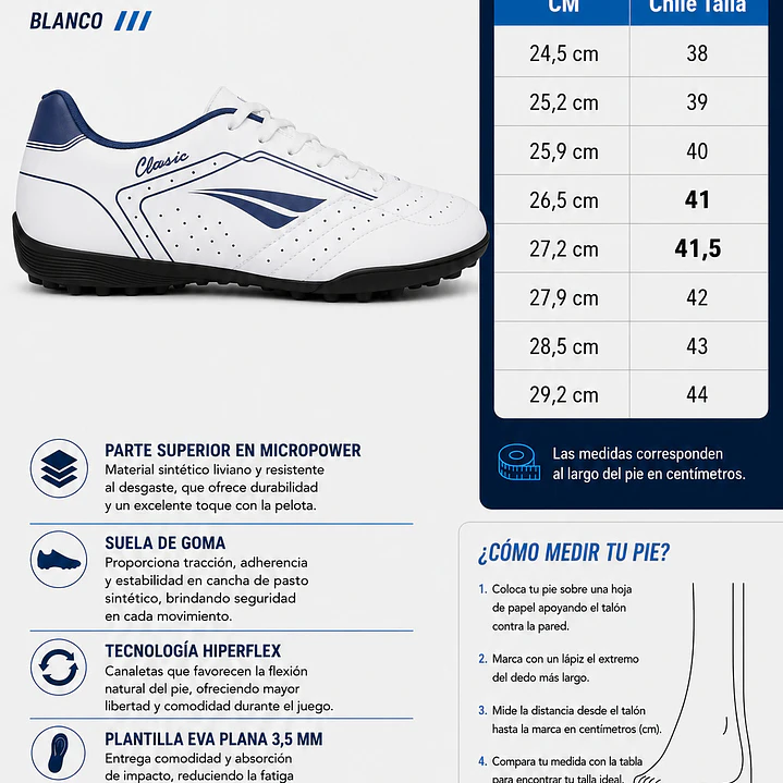 Zapato de Futbolito Penalty Classic Y-1 Blanco  7