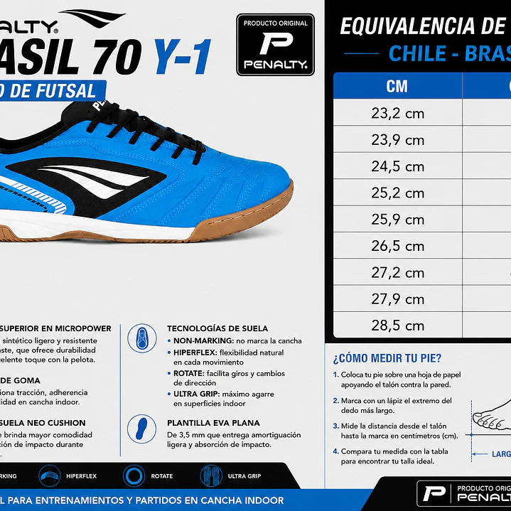 Zapato de Futsal Penalty Brasil 70 Y-1 Azul 7