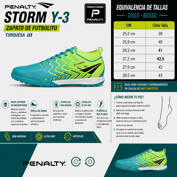 Zapato De Futbolito Penalty Storm Y-3 Turquesa 7