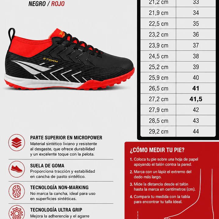 Zapato De Futbolito Penalty Storm Y-3 Negro/ Rojo 9
