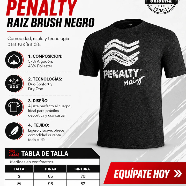 Polera Penalty Raiz Brush Negro 5