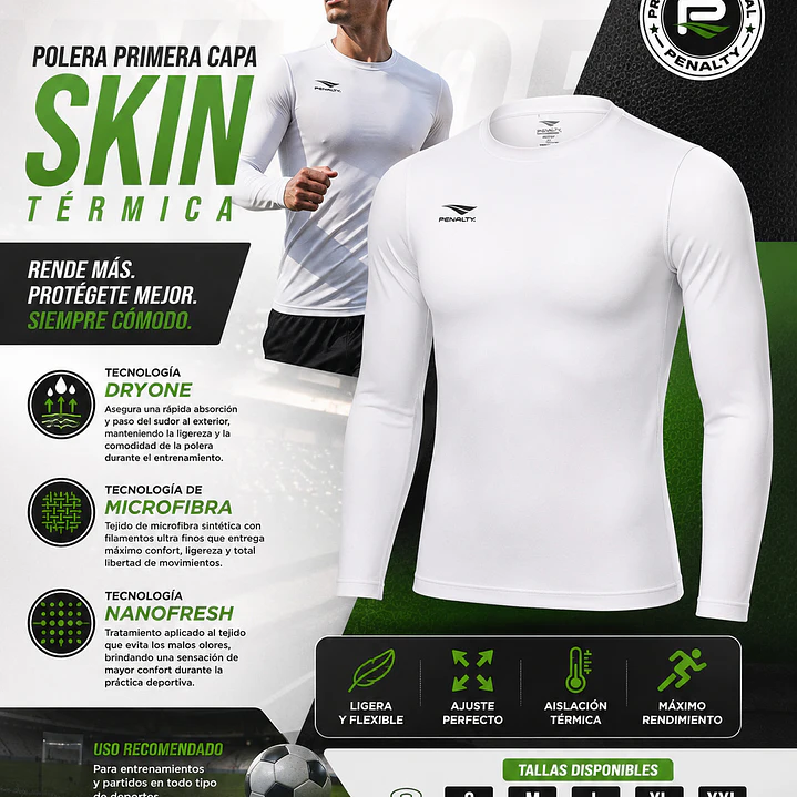 Primera Capa Skin Térmica Penalty ML 075 Blanca 7
