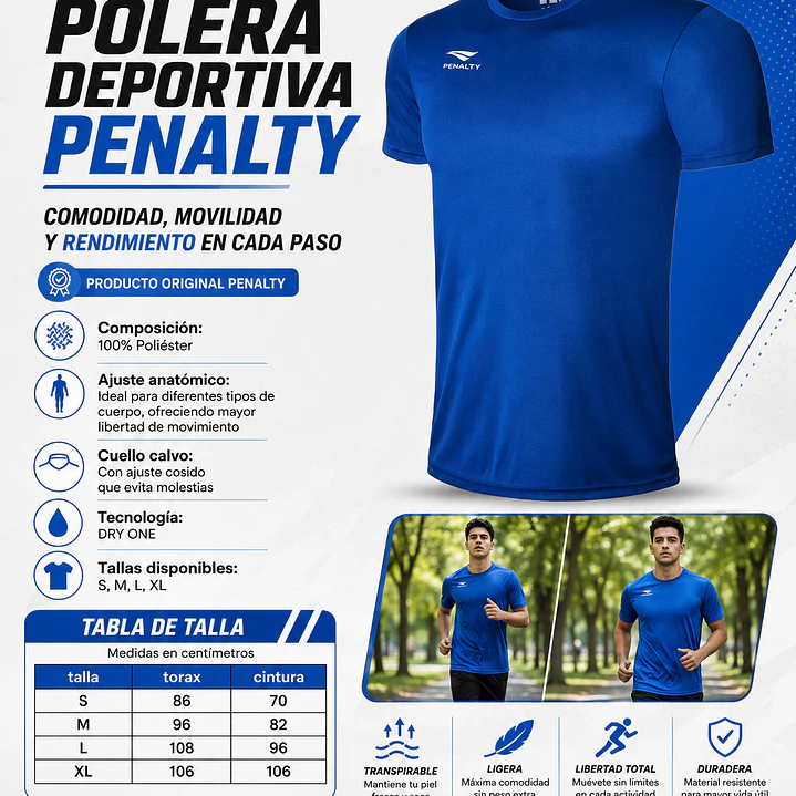 Polera Penalty Matis X Azul Rey 4