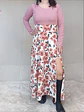 Maxi vestido rosado flores apertura en la pierna - Miniatura 1