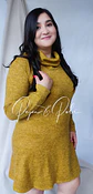 Vestido de lanilla cuello tortuga color mostaza  - Miniatura 3