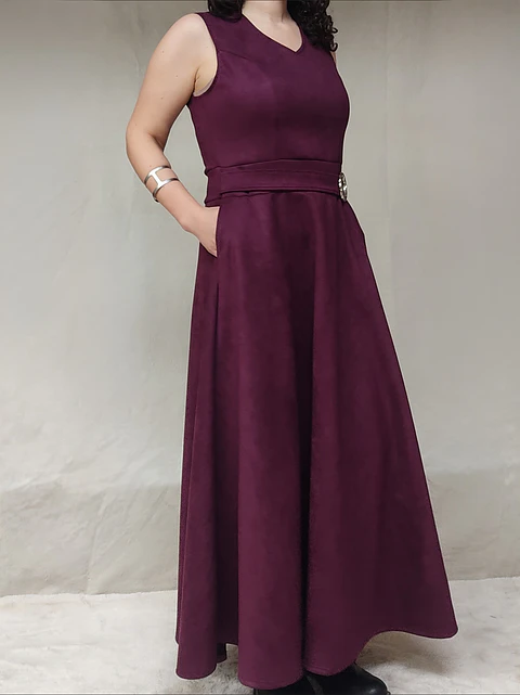 MaxiVestido sin mangas gamuza color morado 