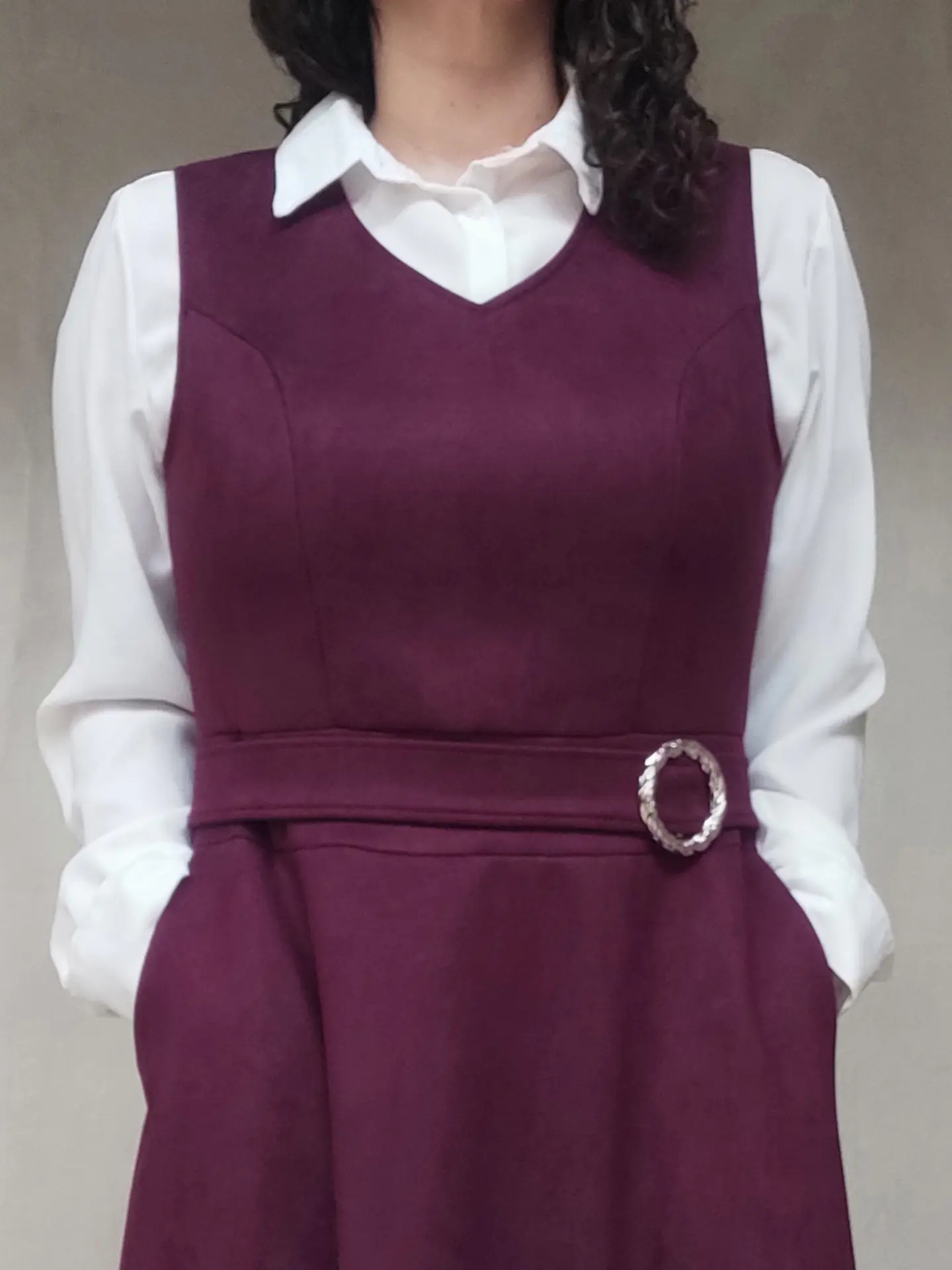 MaxiVestido sin mangas gamuza color morado  3