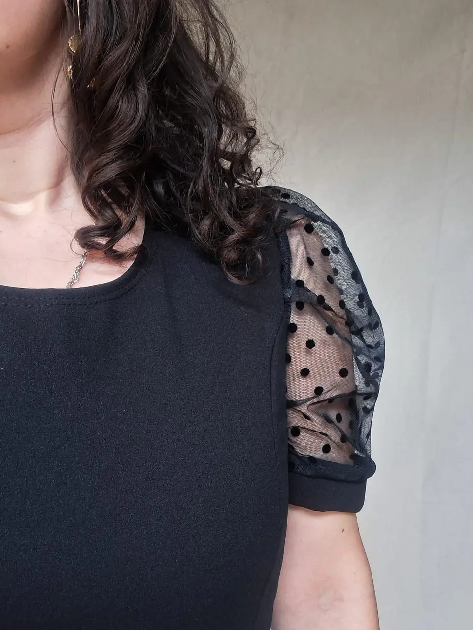 Vestido midi manga corta lunares 3