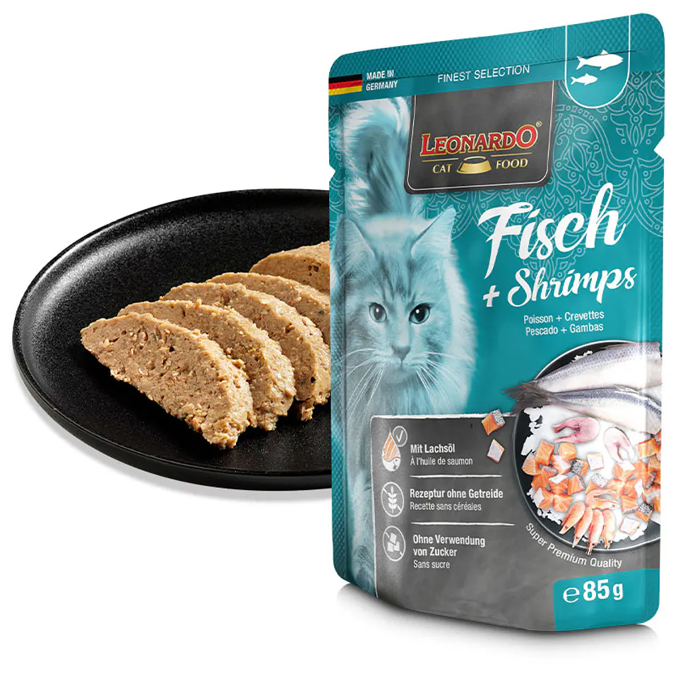 Pescado con camarones 85 g Sachet LEONARDO GATOS 1