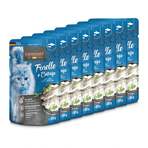 PACK 8 sachets LEONARDO Trucha con catnip para gatos