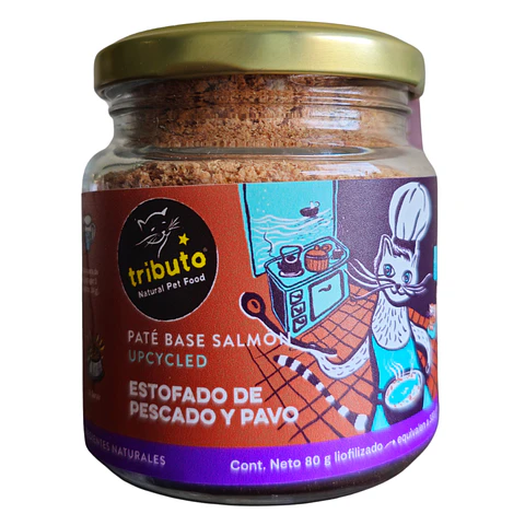 Paté TRIBUTO gatos Estofado de pescado y pavo (con Taurina) 80g LIOFILIZADO