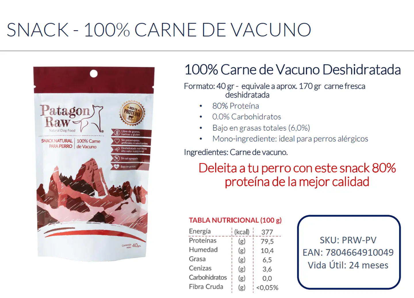 Chips carne de VACUNO 40 g PATAGON RAW 2