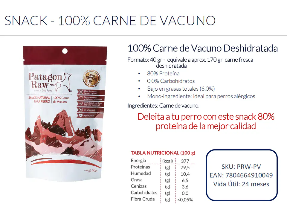 Chips carne de VACUNO 40 g PATAGON RAW 2