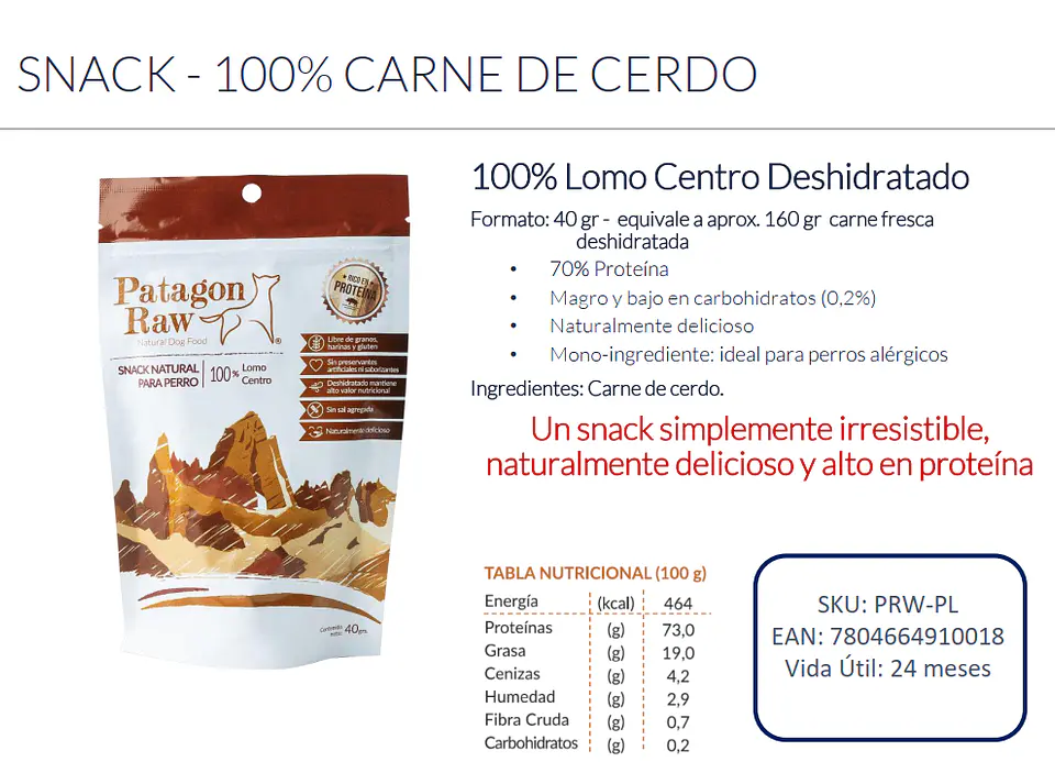 Chips LOMO DE CERDO 40 g PATAGON RAW 2