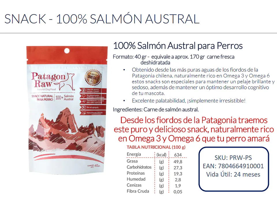 Chips de SALMÓN AUSTRAL 40 g PATAGON RAW 2