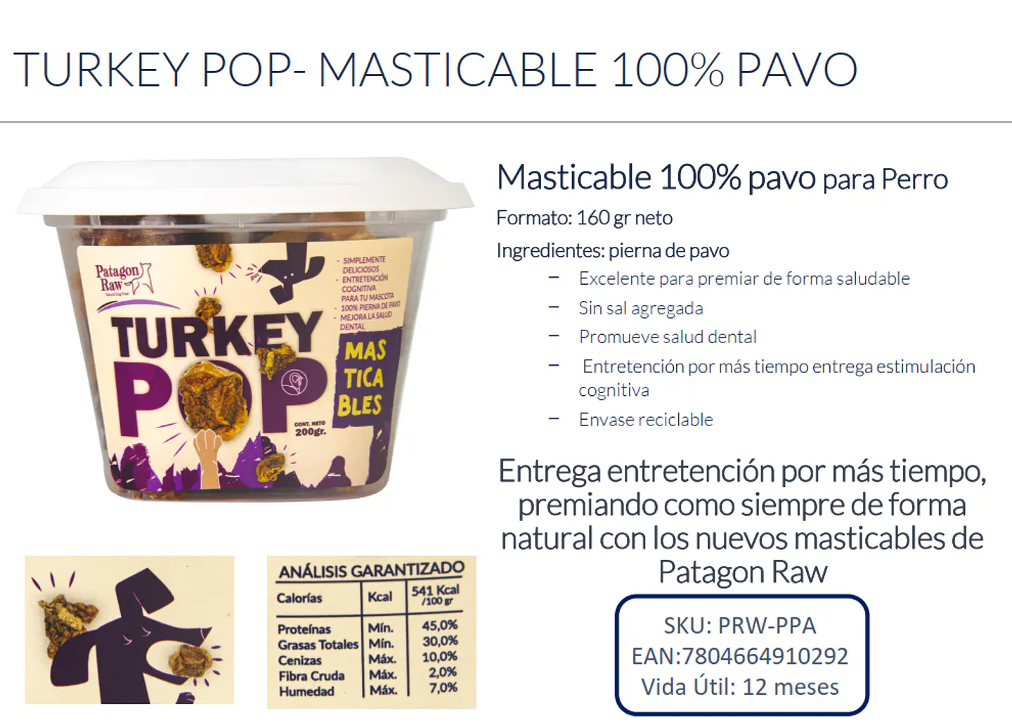 Pops de PAVO 160 g PATAGON RAW 2