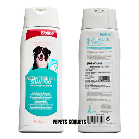 ¡LIQUIDACIÓN! Shampoo con aceite de neem 250ml BIOLINE (perros y gatos) contra parásitos