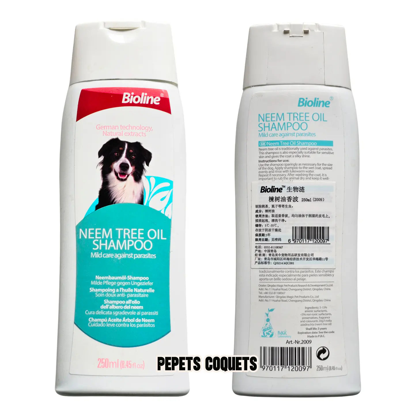 ¡LIQUIDACIÓN! Shampoo con aceite de neem 250ml BIOLINE (perros y gatos) contra parásitos 1
