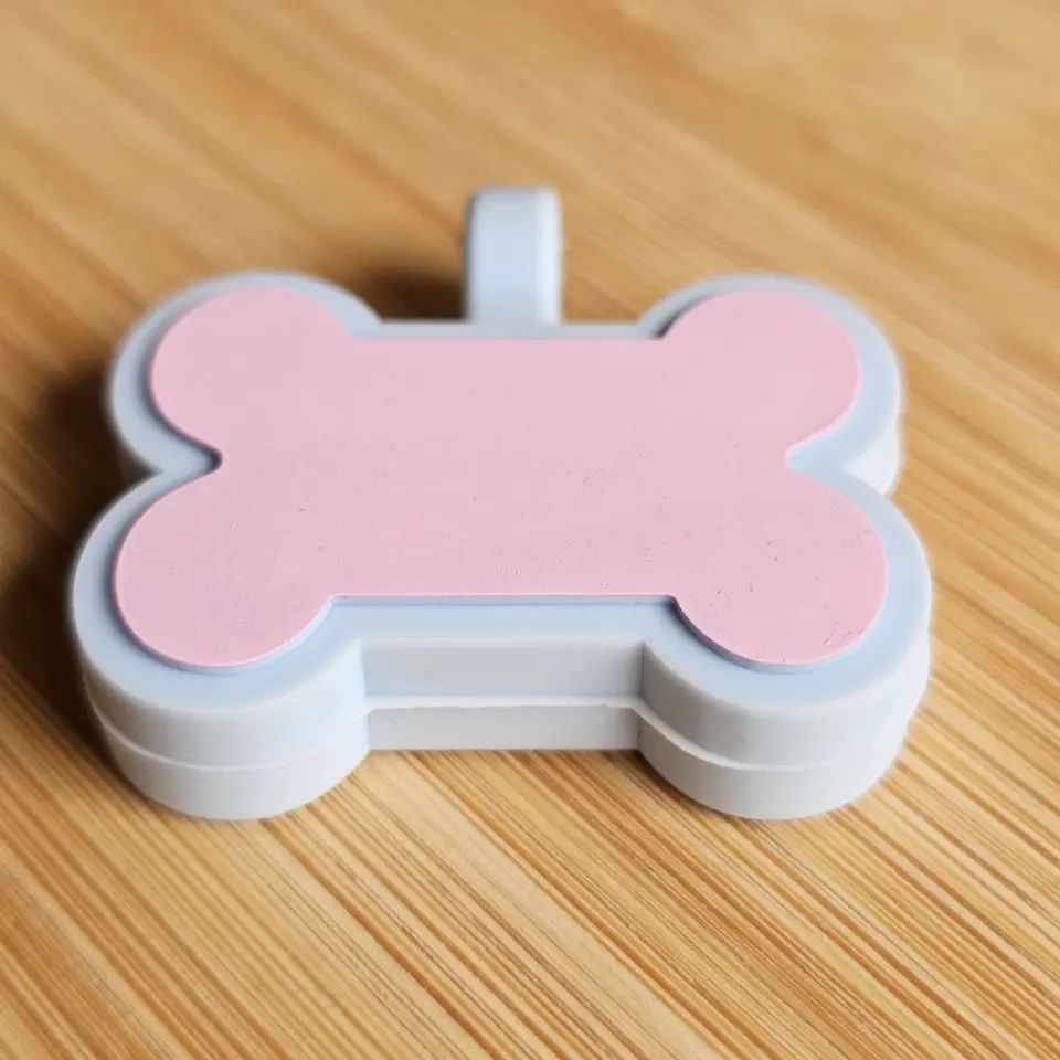Hueso color BABY ROSA - Placa de identificación de silicona para mascotas 5