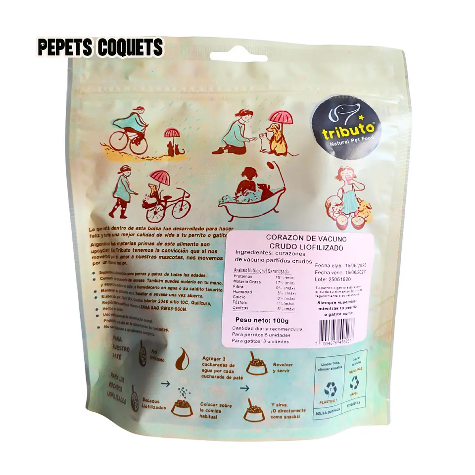 Corazón de vacuno 100 g Snack natural TRIBUTO 2