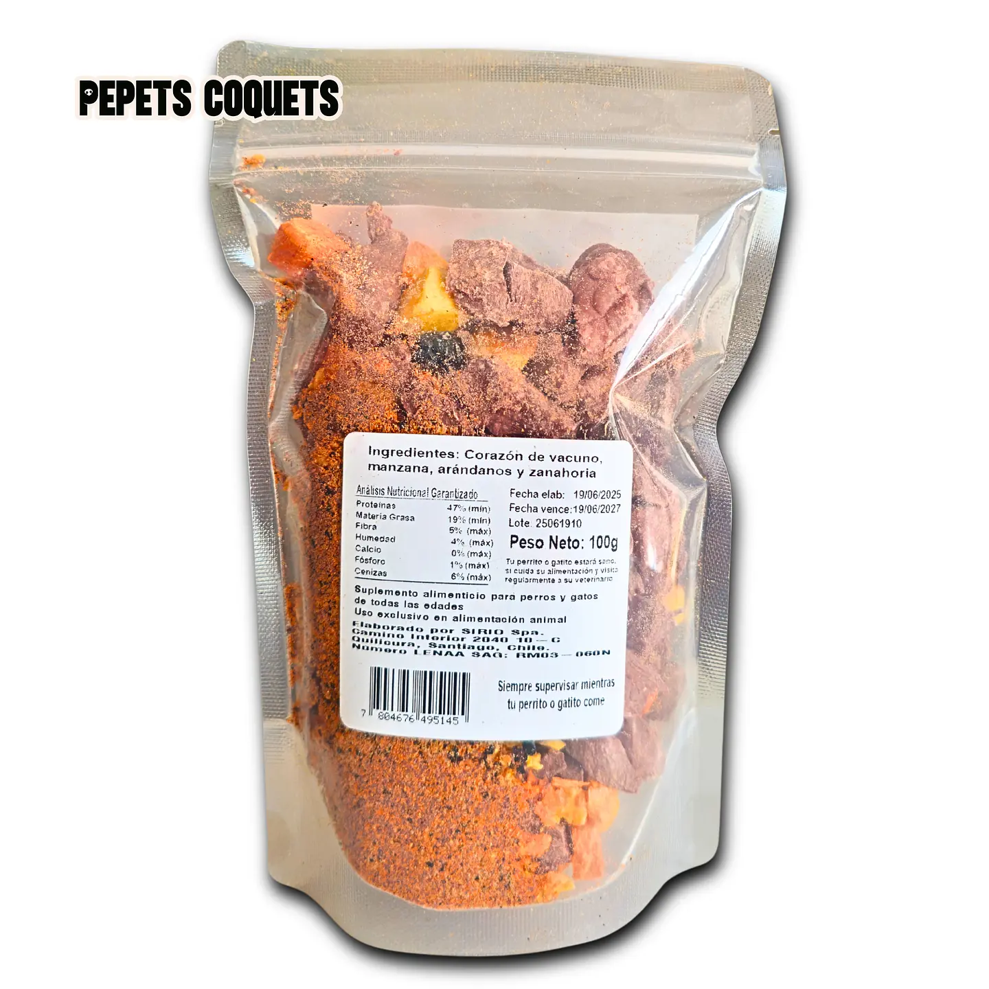 Training 70% Vacuno 30% manzana, zanahoria, arándano Snack natural TRIBUTO 100g 2