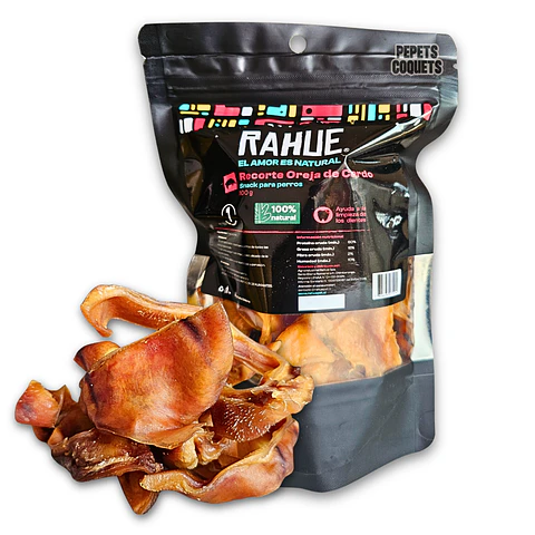 RAHUE Orejas de cerdo recortes 100 g Snack natural para perros