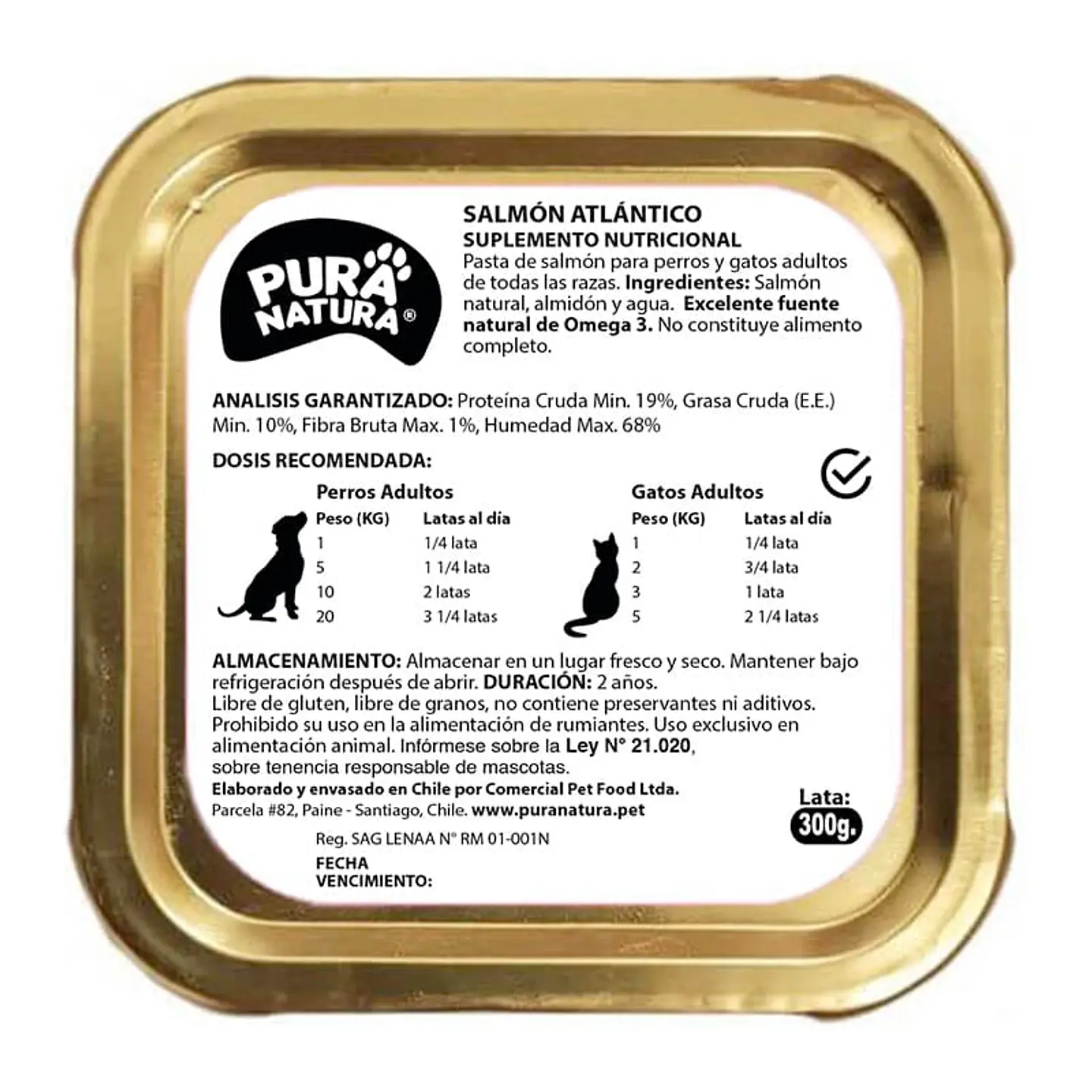 Salmón Atlántico 300 g Lata + Omega 3 y 6 PURA NATURA - Perros y gatos 2
