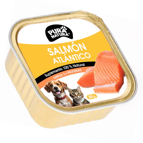 Salmón Atlántico 300 g Lata + Omega 3 y 6 PURA NATURA - Perros y gatos